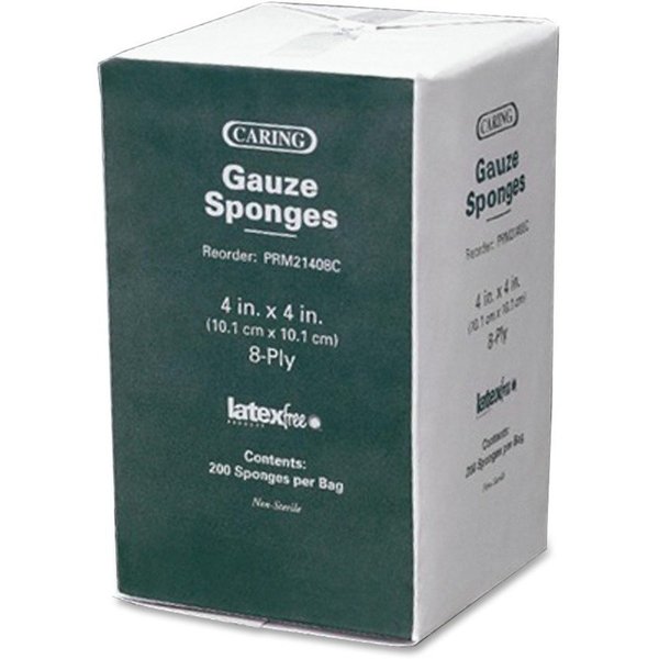 Caring Gauze Sponges, Non-Sterile, 8-Ply, 4"x4", 200/PK, WE, PK200 MIIPRM21408C